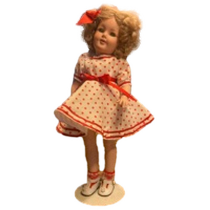 Shirley Temple porcelain Girl Doll, Unbranded, 22 inch, White and Red